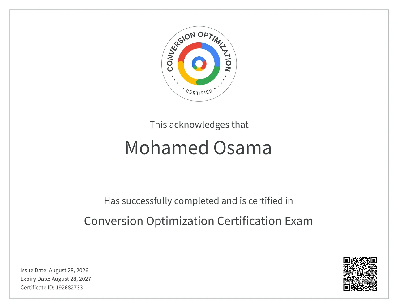 Conversion Optimization Certification Exam — Google Skillshop